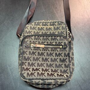 Michael Kors Black and Brown Logo Messenger Bag